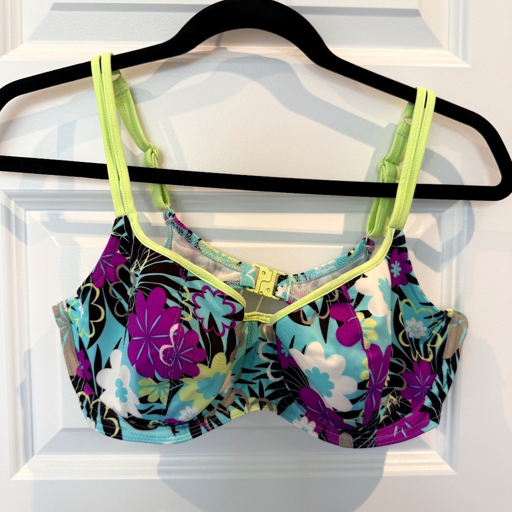 Freya Moonflower Bikini Top Oasis Green 36DD Underwire Plunge